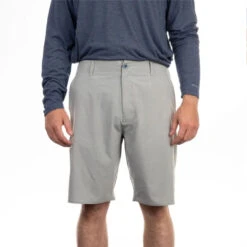 AFTCO CLOUDBURST FISHING SHORTS 10" -Fishing Product Shop Aftco Cloudburst Fishing Shorts 10in Gray Heather Front Lifestyle