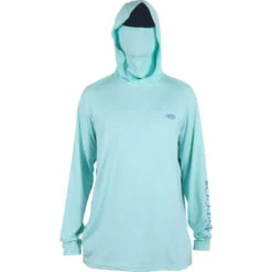AFTCO YUREI AIR-O-MESH HOODED L/S PERFORMANCE -Fishing Product Shop Aftco Yurei Airomesh Hooded LS Performance Bahama Heather Front