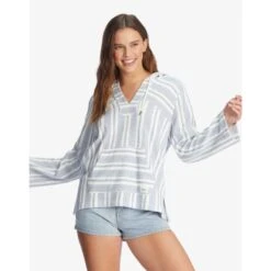 ROXY WILD AND FREE STRIPED PONCHO HOODIE